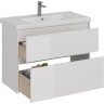 Тумба LEMARK COMBI 100 см под раковину, подвесная/напольная, 2 ящика, белый глянец LM03C100T