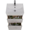 Тумба LEMARK COMBI 45 см под раковину, подвесная/напольная, 2 ящика, фасад Бетон, корпус белый глянец LM03C45T-Beton